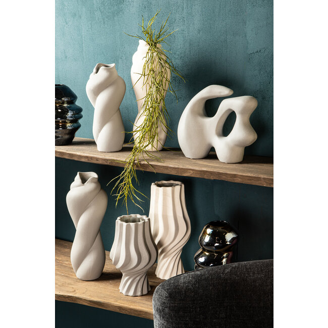 PTMD Donnella Taupe ceramic matt glazed thick swirlpot L