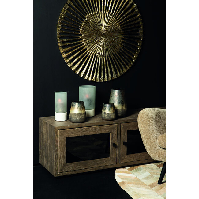 PTMD Conree White matt glass stormlight marble base L