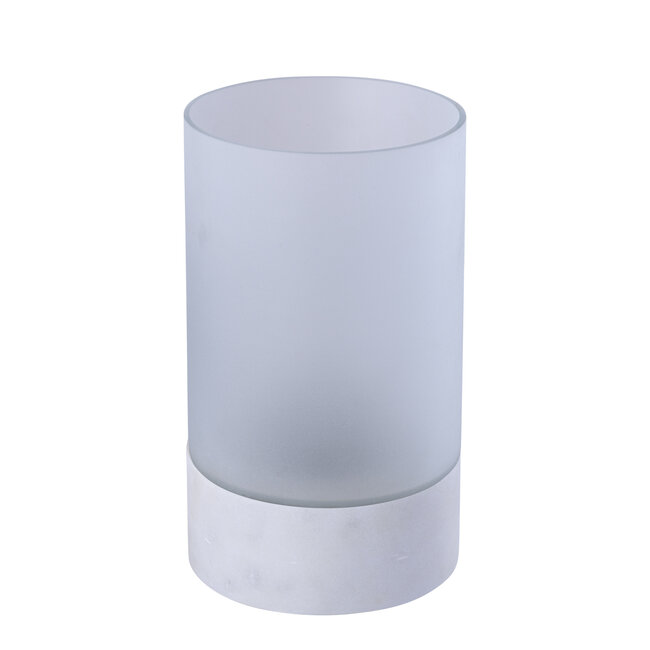 PTMD Conree White matt glass stormlight marble base L