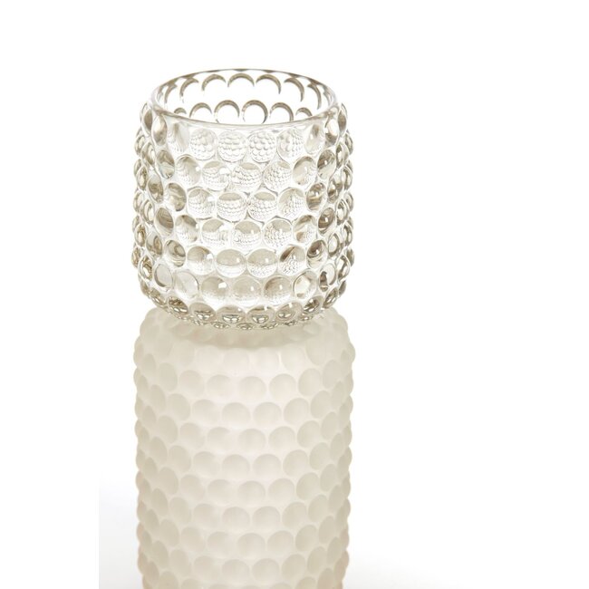Light & Living Theelicht op voet Ø9x20,5 cm BUBLINI glas mat wit + helder