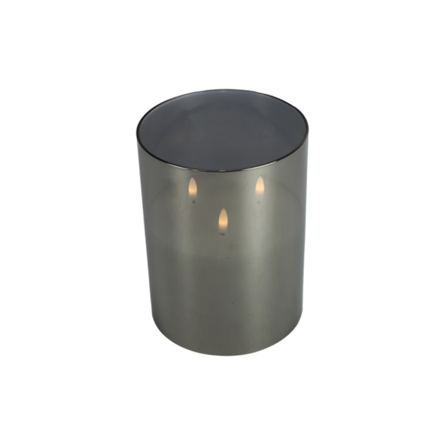 Decostar Kaars in glas Ø15CM LED Lyon L grijs