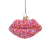 Vondels Glazen kerst decoratie lippen met disco dip H6cm