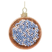 Vondels Glazen kerst decoratie blauw/wit beschuitje H8.5cm
