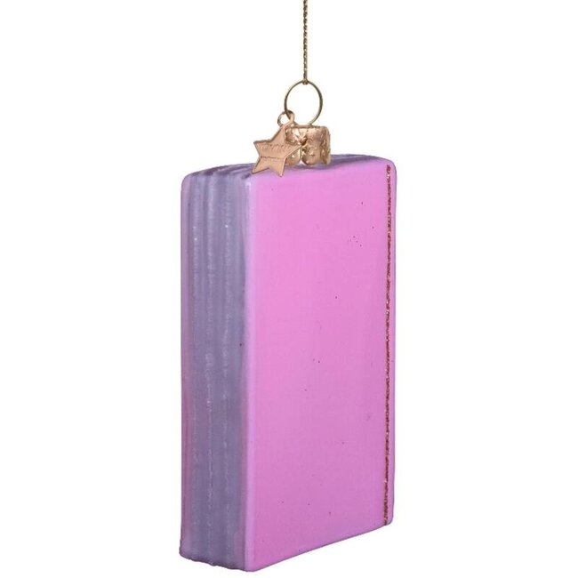 Vondels Ornament glass pastel pink journal H8cm