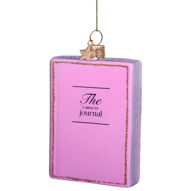 Vondels Ornament glass pastel pink journal H8cm