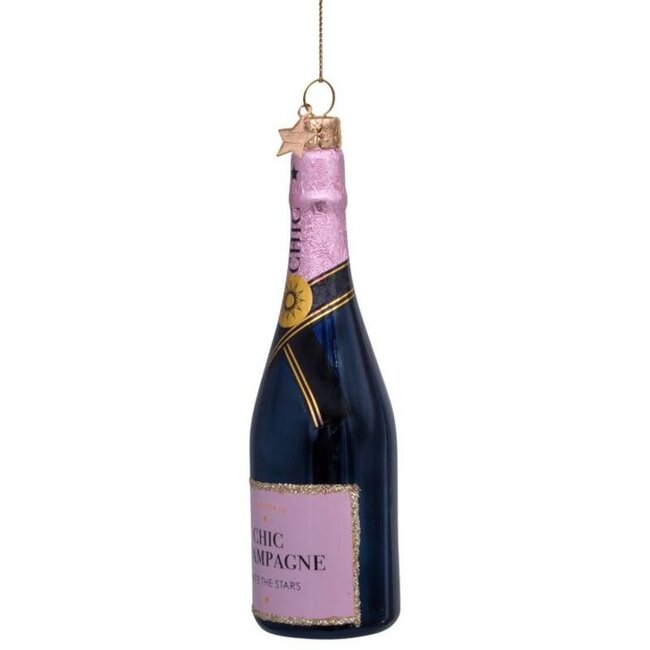 Vondels Ornament glass luxury pink bottle w/ champagne H14cm