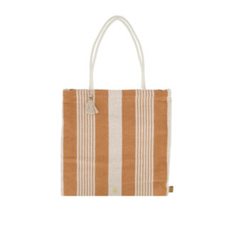 Zusss Gestreepte tas camel/ecru