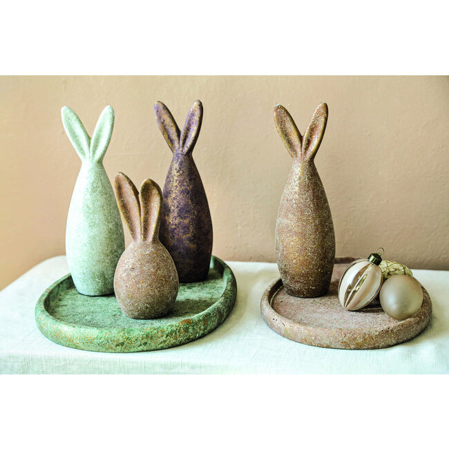PTMD Cillin Rust cement rabbit shaped statue low