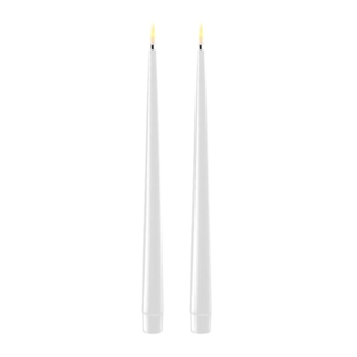 Deluxe Homeart White LED Shiny Dinner Candle Ø2,2x28 cm 2 pcs.