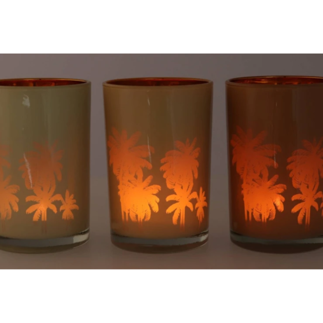 Hilly natural brown mix t-light glass ass 7x8cm