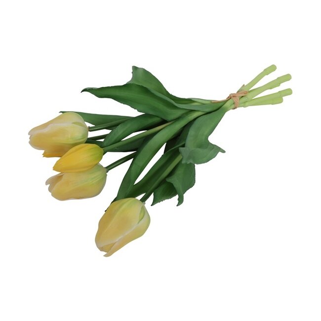 Tulpen boeket zacht geel 4 stuks 28 cm