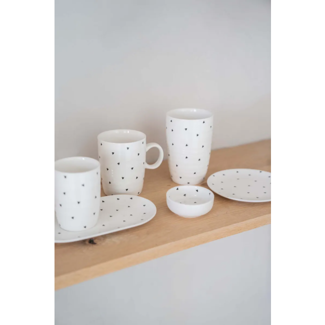 Zusss mok L hartjes wit/antracietgrijs