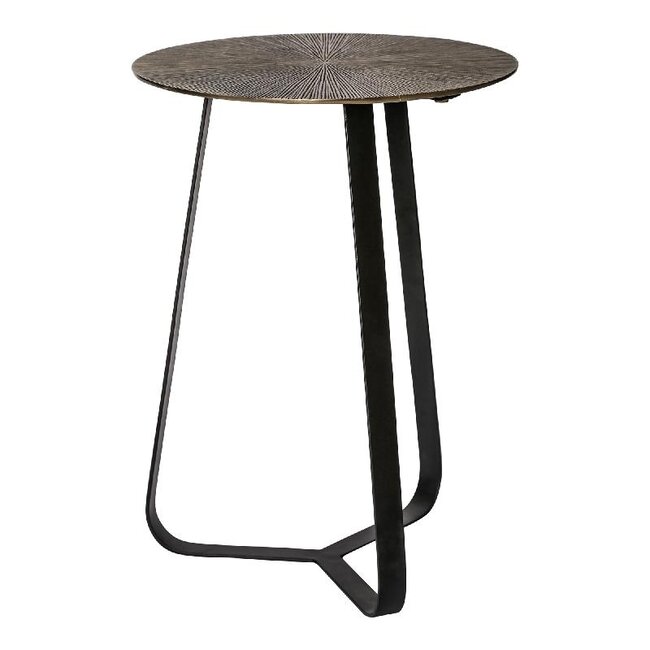 PTMD Kae Gold alu black iron round sidetable S