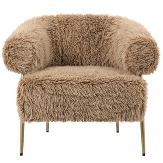 PTMD Hair Brown fauteuil champagne metal base