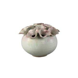 PTMD Jullia Green Ceramic Vase - Flower Shaped Holes M