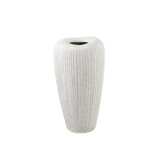 PTMD Zinet Cream round ceramic pot with lines S