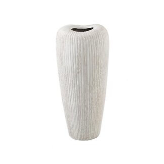 PTMD Zinet Cream round ceramic pot with lines M