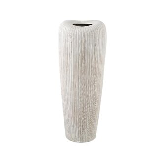 PTMD Zinet Cream round ceramic pot with lines L