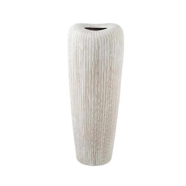 PTMD Zinet Cream round ceramic pot with lines L