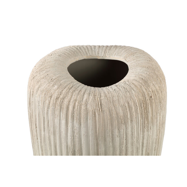 PTMD Zinet Taupe round ceramic pot with lines L