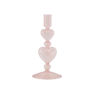 Zusss Kandelaar glas hartjes roze/rood