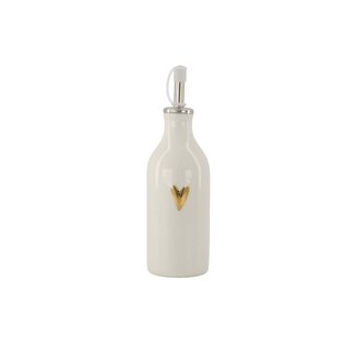 Zusss Olie/azijn fles keramiek hartje wit/goud