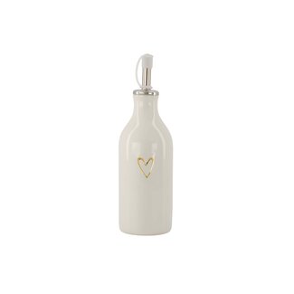 Zusss Olie/azijn fles keramiek open hartje wit/goud