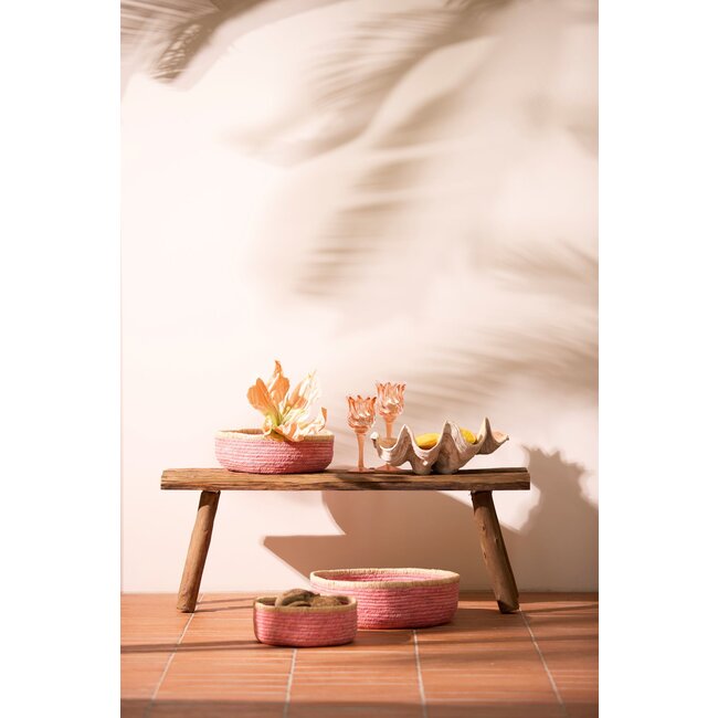 Light & Living Theelicht op voet Ø9,5x24 cm FLORA glas koraal + mat koraal