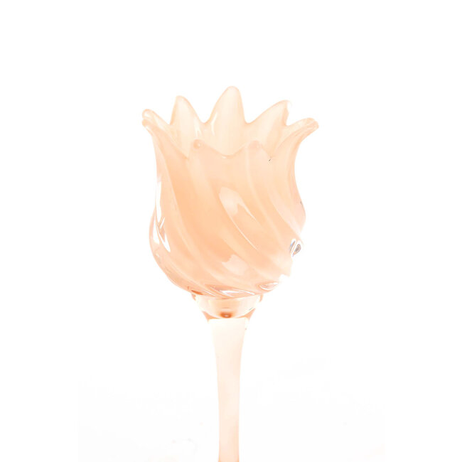 Light & Living Theelicht op voet Ø9,5x21 cm FLORA glas koraal + mat koraal