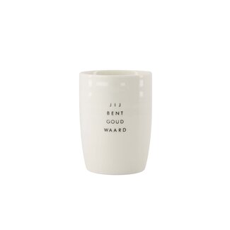 Zusss Koffiemok goud waard zwart/wit