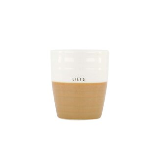 Zusss Koffiemok liefs wit/oker
