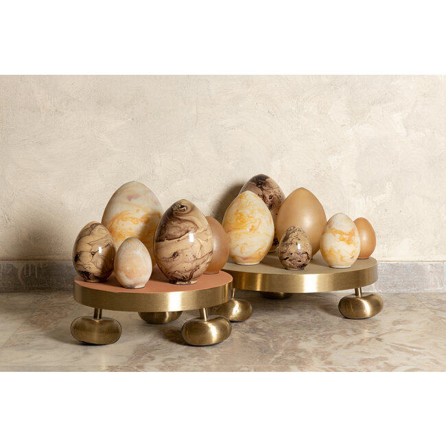 PTMD Rowana Brown glass deco egg marble S