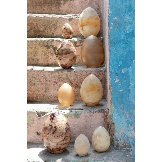 PTMD Rowana Brown glass deco egg marble S