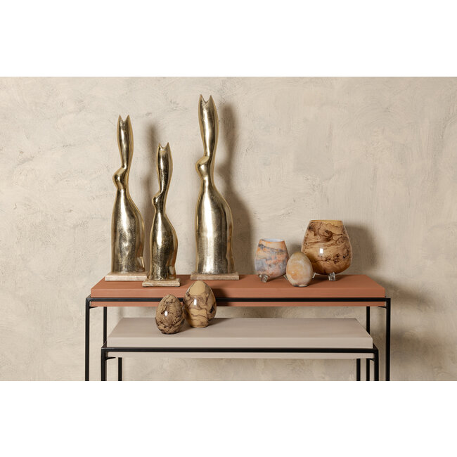 PTMD Rowana Brown glass deco egg marble S