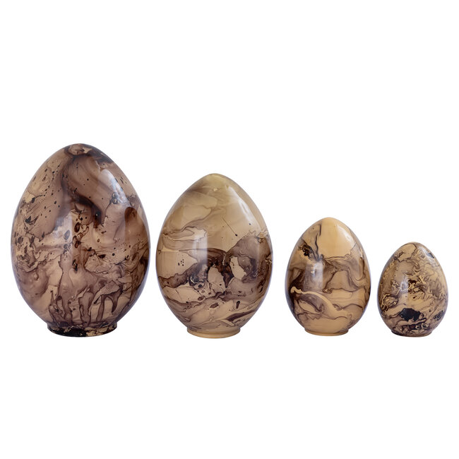 PTMD Rowana Brown glass deco egg marble S