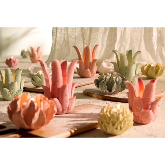 Light & Living Theelichthouder Ø11,5x8 cm FLORINA porselein mint groen