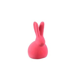 PTMD Iagan Pink flocking terracotta rabbit sitting S