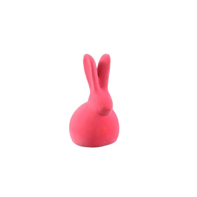 PTMD Iagan Pink flocking terracotta rabbit sitting S