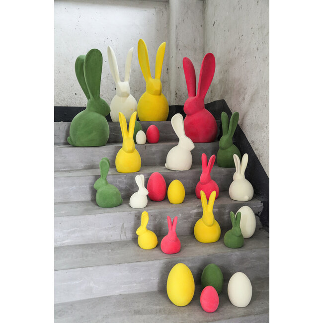 PTMD Iagan Pink flocking terracotta rabbit sitting S