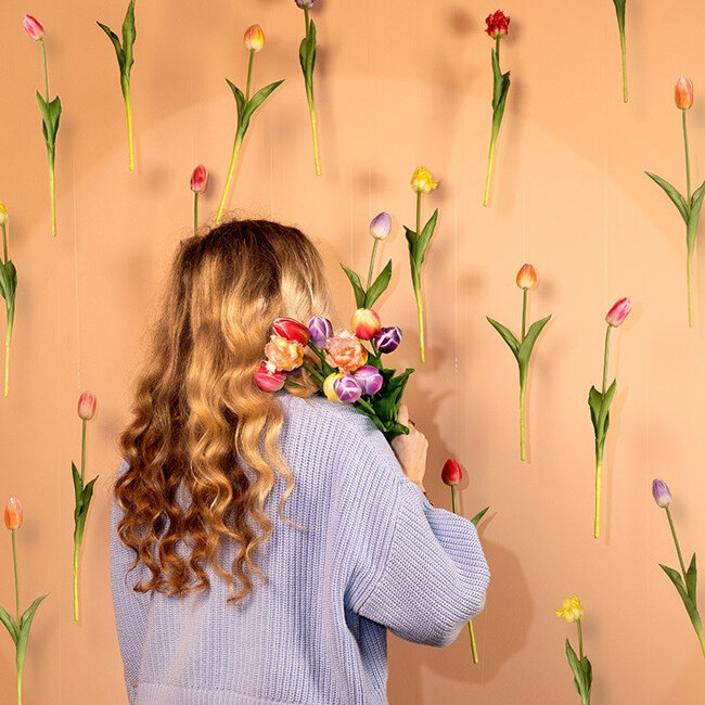 Tulp donker zalm/geel 47cm