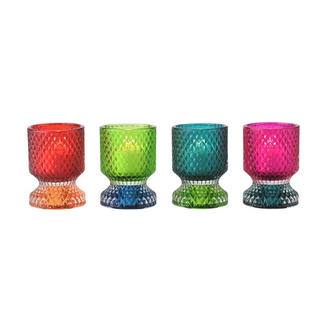 Jacquard kandelaar / waxinelichthouder – assorti van 4 kleuren