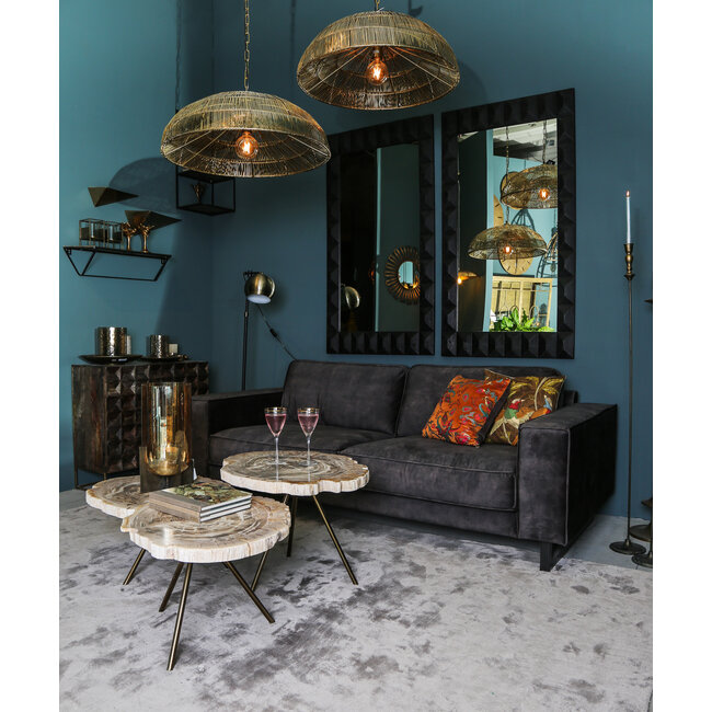 PTMD New Khine Petrified wood coffee table brass L