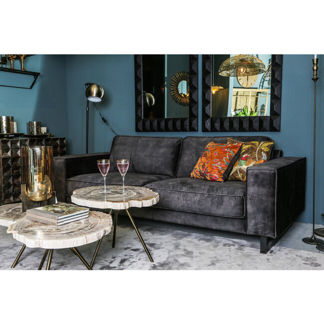 PTMD New Khine Petrified wood coffee table brass L