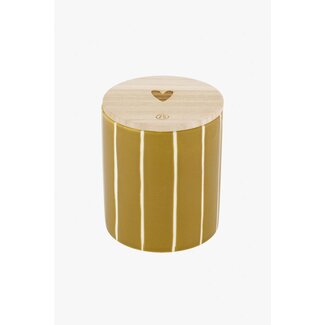Zusss Keramieken geurkaars met houten deksel hartje oker