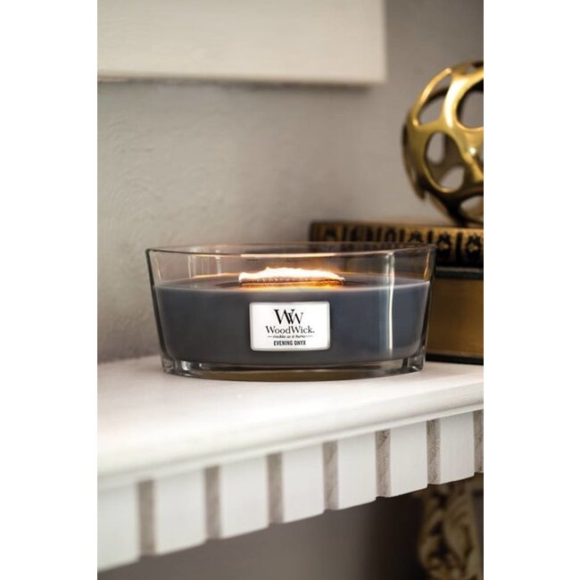 Woodwick Evening Onyx Ellipse WoodWick© HearthWick Flame© 50h