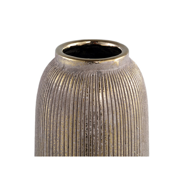 PTMD Avay Gold ceramic pot ribbed round high M