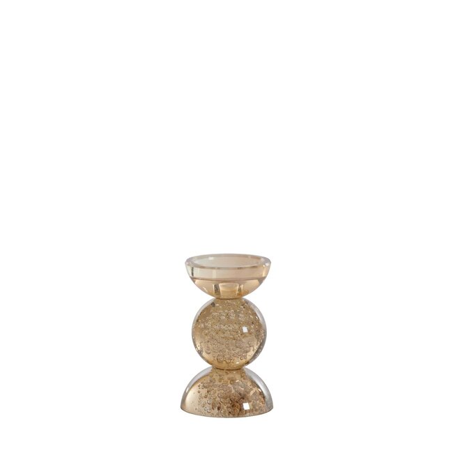 Light & Living Kaarsenhouder Ø9,5x15,5 cm ITINGA glas bubbel amber