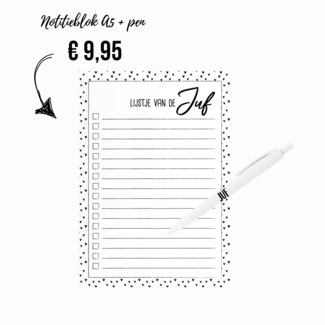 Lijsteje van de Juf | NOTITIE A5 + pen