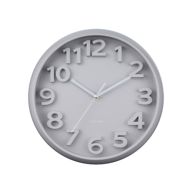Wall Clock Elevated Classic Numbers Warm Grey