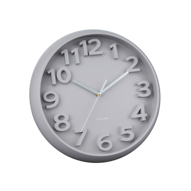 Wall Clock Elevated Classic Numbers Warm Grey